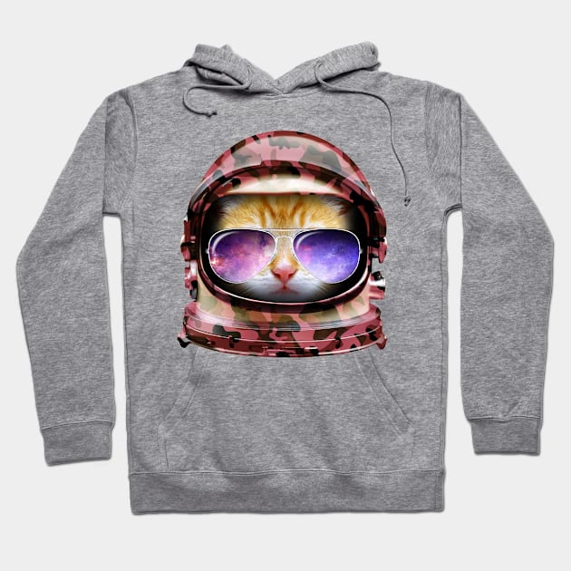 Kitty in Space Red Camo Edition Hoodie by tonydesign